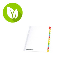 MONDOFFICE Separadores, Bristol, mylar, con portadilla, numéricos 1-12, A4, cartulina, 12 separadores, pestañas plastificadas de colores, blanco MONDOFFICE Separadores, Bristol, mylar, con portadilla, numéricos 1-12, A4, cartulina, 12 separadores, pestañas plastificadas de colores, blanco