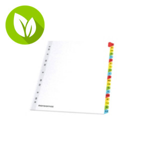 MONDOFFICE Separadores, Bristol, mylar, con portadilla, numéricos A-Z, A4+, cartulina, 20 separadores, pestañas plastificadas de colores, blanco MONDOFFICE Separadores, Bristol, mylar, con portadilla, numéricos A-Z, A4+, cartulina, 20 separadores, pestañas plastificadas de colores, blanco