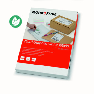 MONDOFFICE Étiquettes multi-usages adhésion permanente - Coins carrés - 105 x 42 mm - Blanc MONDOFFICE Étiquettes multi-usages adhésion permanente - Coins carrés - 105 x 42 mm - Blanc