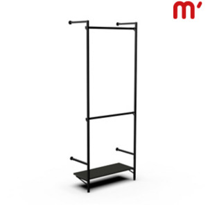 Montanti a cremagliera per sistema Showroom con 2 barre appenderia, 92,5 x 45 x 240 cm, Metallo verniciato nero Montanti a cremagliera per sistema Showroom con 2 barre appenderia, 92,5 x 45 x 240 cm, Metallo verniciato nero