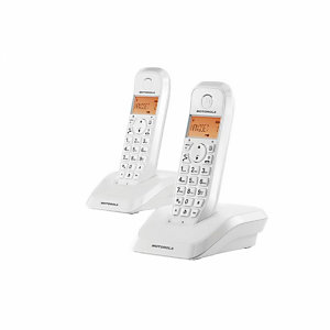 Motorola Dúo S12 Teléfono inalámbrico, pack de 2, blanco