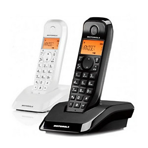 Motorola Dúo S12 Teléfono inalámbrico, pack de 2, negro y blanco