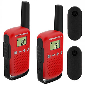 Motorola Talkabout T42 Walkie-talkies, pantalla LCD, hasta 4 km, rojo y negro