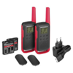 Motorola Talkabout T62 Walkie-talkies, pantalla LCD retroiluminada, hasta 8 km, negro y rojo