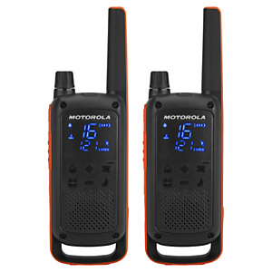 Motorola Talkabout T82 Walkie-talkies, pantalla oculta, hasta 10 km, negro y naranja