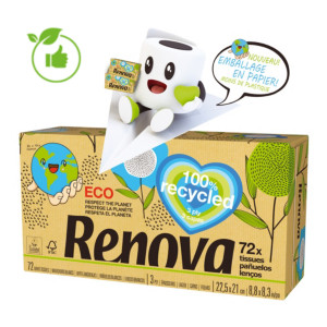 Mouchoirs Renova 100% recyclé, 30 boîtes de 72 mouchoirs Mouchoirs Renova 100% recyclé, 30 boîtes de 72 mouchoirs