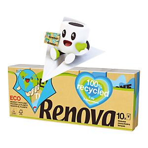 Mouchoirs Renova 100% recycled, paquet de 10 étuis de 9 mouchoirs Mouchoirs Renova 100% recycled, paquet de 10 étuis de 9 mouchoirs