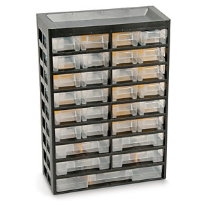 Multi-drawer small parts storage cabinets
