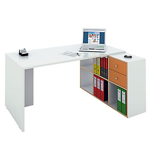 Multicolor Postazione lavoro scrivania + libreria a 6 caselle, Bianco Multicolor Postazione lavoro scrivania + libreria a 6 caselle, Bianco