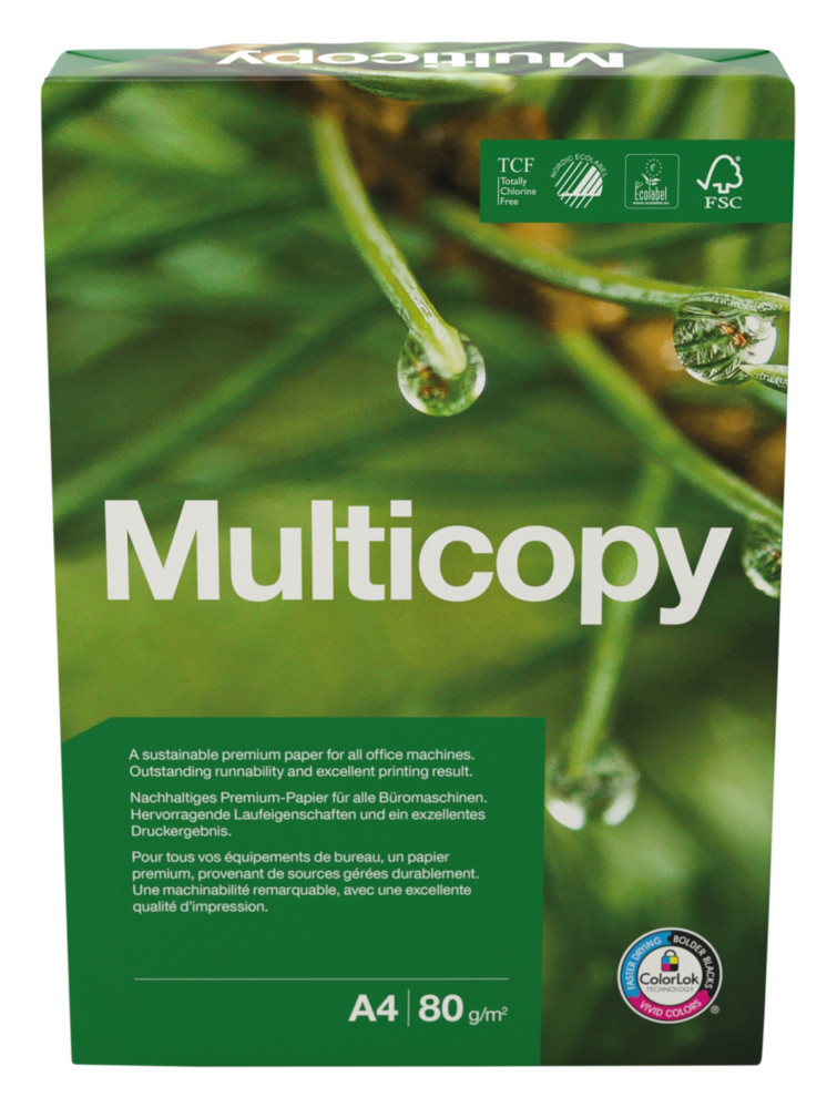 Lot de 5 - Multicopy Papier A4 blanc éco-responsable - 80g - Ramette de 500 feuilles