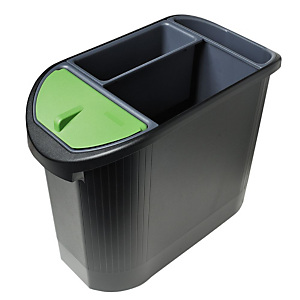 MULTIFORM corbeille à papier Top line Ecologic 26 l ovale, tri sélectif 3 compartiments- Noir/Anthracite MULTIFORM corbeille à papier Top line Ecologic 26 l ovale, tri sélectif 3 compartiments- Noir/Anthracite
