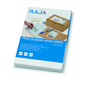 Multifunctionele etiketten Raja, doos van 800, 105 x 70 mm, permanente kleefstof, rechte hoeken, wit