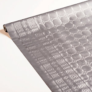 Nappe en papier damassé en rouleau de 1,18 x 25 m, coloris argent métallisé