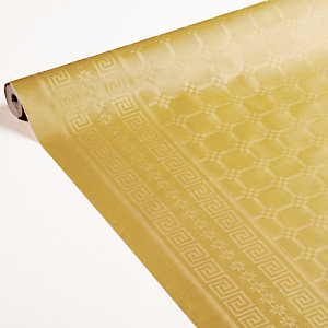 Nappe en papier damassé en rouleau de 1,18 x 25 m, coloris or métallisé