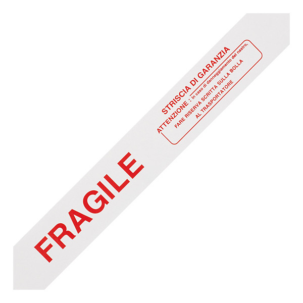 Nastri adesivi PVC 32 micron bianchi RAJA con stampa fragile + sigillo di garanzia 50mm x 66m - 1