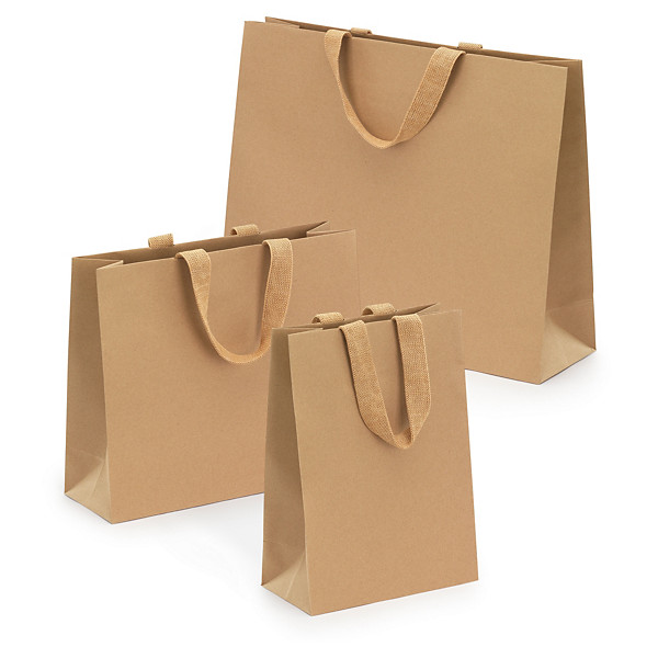 Naturalna torba z papieru kraft lux z papierowymi uchwytami 400x320x120 mm - 1