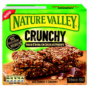 NATURE VALLEY Barretta Crunchy Fiocchi D’Avena con Cioccolato Fondente, 2 g (confezione 5 pezzi)