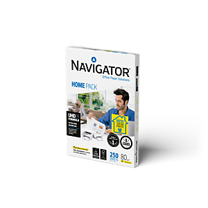 Navigator Carta Home Pack A4 per fotocopie a colori, stampe laser e inkjet, 80 g/m², Bianco (risma 250 fogli) Navigator Carta Home Pack A4 per fotocopie a colori, stampe laser e inkjet, 80 g/m², Bianco (risma 250 fogli)