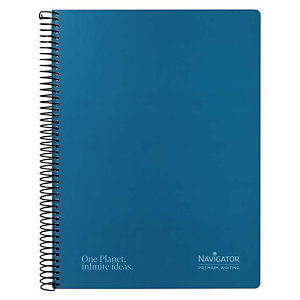 NAVIGATOR Cuaderno, A4, cuadriculado, 80 hojas, cubierta dura cartón plastificado, azul