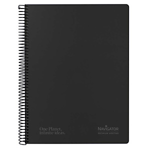 NAVIGATOR Cuaderno, A4, cuadriculado, 80 hojas, cubierta dura cartón plastificado, negro