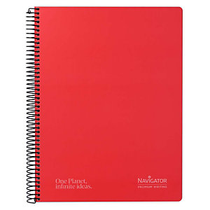 NAVIGATOR Cuaderno, A4, cuadriculado, 80 hojas, cubierta dura cartón plastificado, rojo