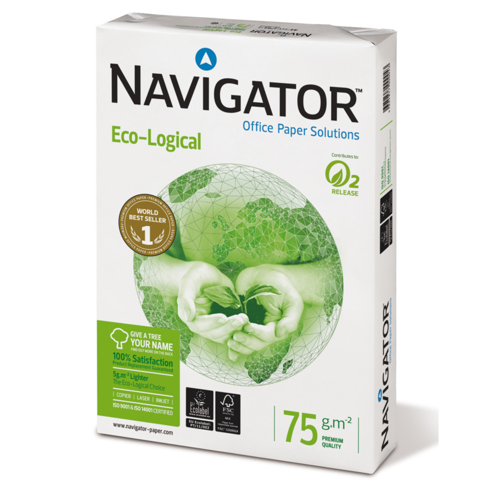 Lot de 5 - Navigator Papier A4 blanc Eco-Logical - 75g - Ramette de 500 feuilles