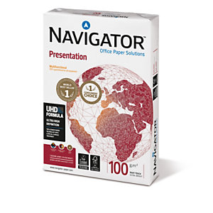NAVIGATOR Presentation Carta per fotocopie e stampanti A4, 100 g/m², Bianco (risma 500 fogli)