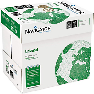 NAVIGATOR Universal Carta per fotocopie e stampanti A4, 80 g/m², Bianco (confezione 5 risme) NAVIGATOR Universal Carta per fotocopie e stampanti A4, 80 g/m², Bianco (confezione 5 risme)