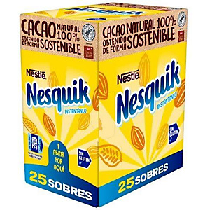 NESQUIK Cacao soluble sin gluten estuche de 25 sobres NESQUIK Cacao soluble sin gluten estuche de 25 sobres