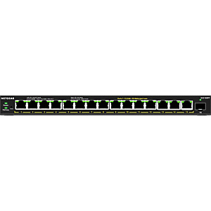 NETGEAR 16-Port High-Power PoE+ Gigabit Ethernet Plus Switch (231W) with 1 SFP port (GS316EPP), Géré, Gigabit Ethernet (10/100/1000), Full duplex, Con