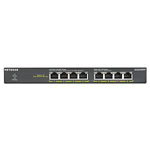 Netgear GS308PP, Non-géré, Gigabit Ethernet (10/100/1000), Full duplex, Connexion Ethernet, supportant l'alimentation via ce port (PoE), Montage mural Netgear GS308PP, Non-géré, Gigabit Ethernet (10/100/1000), Full duplex, Connexion Ethernet, supportant l'alimentation via ce port (PoE), Montage mural