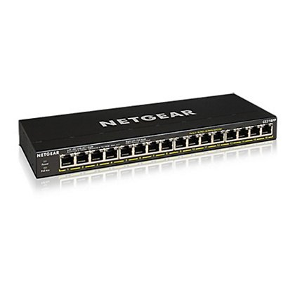 Netgear GS316PP, No administrado, Gigabit Ethernet (10/100/1000), Bidireccional completo (Full duplex), Energía sobre Ethernet (PoE), Montaje en rack, Montaje de pared GS316PP-100EUS - 1