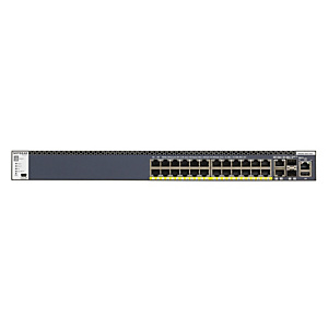 Netgear M4300-28G-PoE+, Géré, L2/L3/L4, 10G Ethernet (100/1000/10000), Connexion Ethernet, supportant l'alimentation via ce port (PoE), Grille de mont Netgear M4300-28G-PoE+, Géré, L2/L3/L4, 10G Ethernet (100/1000/10000), Connexion Ethernet, supportant l'alimentation via ce port (PoE), Grille de mont
