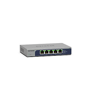 Netgear MS105-100EUS, No administrado, 2.5G Ethernet (100/1000/2500), Energía sobre Ethernet (PoE), Montaje en rack, 1U