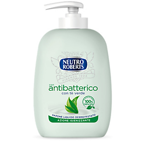 NEUTRO ROBERTS Sapone Liquido Antibatterico Delicato al Tè Verde, Flacone con erogatore 200 ml