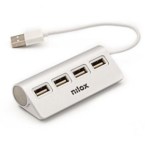 NILOX, Hub, Hub 4 porte usb 2.0 alluminio, NXHUB04ALU2