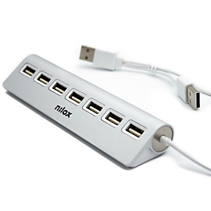 NILOX, Hub, Hub 7 porte 2.0 alluminio, NXHU7ALU2 NILOX, Hub, Hub 7 porte 2.0 alluminio, NXHU7ALU2