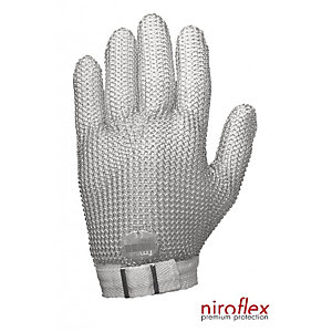 NIROFLEX fmPLUS, Guante de acero de malla sin puño, talla S