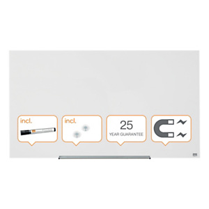 Nobo Diamond Pizarra blanca de montaje en pared, magnética, superficie de cristal, 1264 x 711 mm, blanco brillante Nobo Diamond Pizarra blanca de montaje en pared, magnética, superficie de cristal, 1264 x 711 mm, blanco brillante