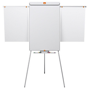 NOBO Klassieke stalen flip-over plus mobiel whiteboard, magnetisch stalen oppervlak, aluminium frame, 1.000 x 685 mm