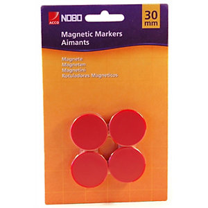 Nobo Magnete per lavagna, Capacità di tenuta 10 fogli, 30 mm, Rotondo, Colori assortiti