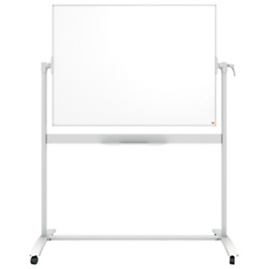 Nobo Pizarra blanca móvil Nano Clean Classic, doble cara, superficie magnética esmaltada, 1200 x 900 mm