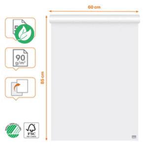 Nobo Recharge chevalet papier blanc 90g - 1 face uni / 1 face quadrillé - L.60 x H.85 cm - Bloc 50 feuilles Nobo Recharge chevalet papier blanc 90g - 1 face uni / 1 face quadrillé - L.60 x H.85 cm - Bloc 50 feuilles