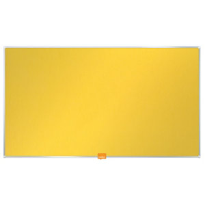 Nobo Tablón de fieltro, formato panorámico, marco de aluminio, 721 x 411 mm, amarillo
