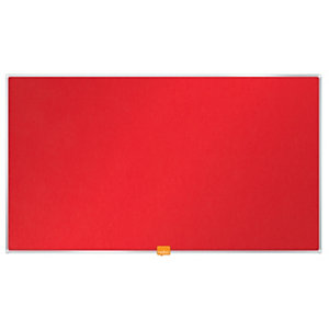 Nobo Tablón de fieltro, formato panorámico, marco de aluminio, 721 x 411 mm, rojo