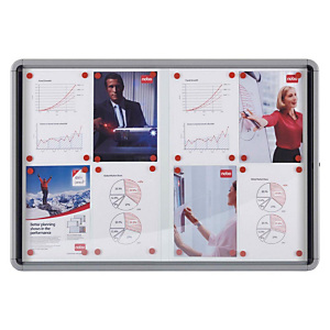 Nobo Vitrina de interior con puertas correderas y fondo metálico 18 hojas A4 Nobo Vitrina de interior con puertas correderas y fondo metálico 18 hojas A4