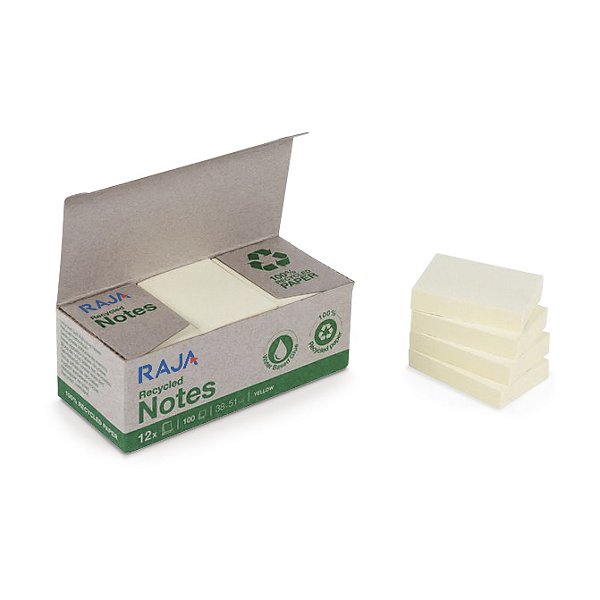 Note jaune clair 100 % recyclée RAJA 76 x 127 mm - 2