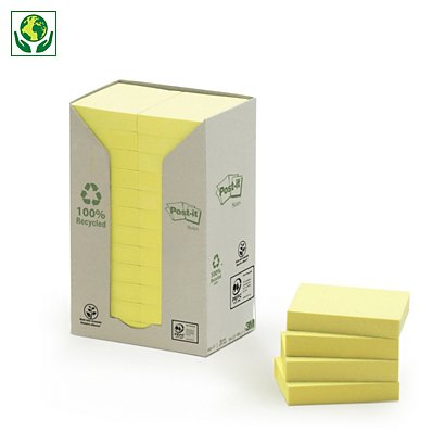 Notes jaunes 100 % recyclées Post-It