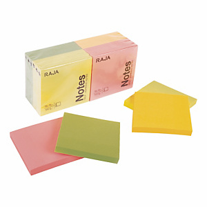Notes Raja, 12 blocs de 100 feuilles, 76x76mm, coloris assortis Néon Notes Raja, 12 blocs de 100 feuilles, 76x76mm, coloris assortis Néon
