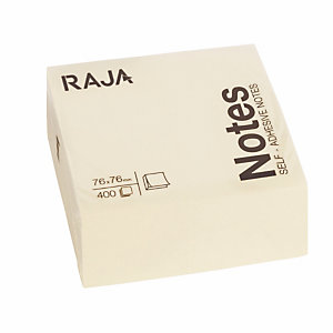 Notes Raja, 12 blocs de 100 feuilles, 76x76mm, coloris jaune pastel